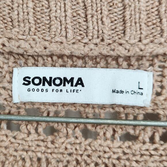 Sonoma Open Front Knit Tan Cardigan Sweater Womens Size Large L - Picture 3 of 4